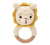 Babyrassel Gehäkelt Greifling Baby Holz gehäkelte Gehäkelte Babyrassel Handmade Rassel Greifling Baby Rassel Beißring Holz Babyrassel Greifling Spielzeug Geschenk zur Geburt für Junge Mädchen