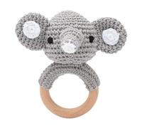 Babyrassel Gehäkelt Greifling Baby Holz gehäkelte Gehäkelte Babyrassel Handmade Rassel Greifling Baby Rassel Beißring Holz Babyrassel Greifling Spielzeug Geschenk zur Geburt für Junge Mädchen
