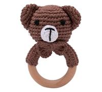 Babyrassel Gehäkelt Greifling Baby Holz gehäkelte Gehäkelte Babyrassel Handmade Rassel Greifling Baby Rassel Beißring Holz Babyrassel Greifling Spielzeug Geschenk zur Geburt für Junge Mädchen