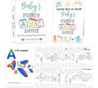 Baby's First ABC Book - Juego de actividades para baby shower, libro para colorear del primer alfabeto del bebé, páginas para colorear de vehículos de la A a la Z, alternativa al libro de invitados