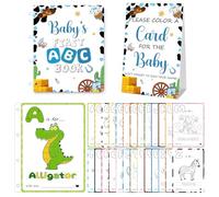 Baby's First ABC Book - Juego de actividades y recuerdo para baby shower, tarjetas para colorear animales de la A a la Z, divertido e interactivo juego de baby shower para invitados, alternativa única