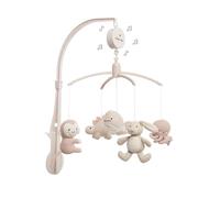 Baby's Only - Móvil Musical Baby Animals - Con figuras tejidas - Caja de música para bebés con melodías - Móvil para bebés con música - Para Niños y Niñas - Rosa Viejo/Warm Linen