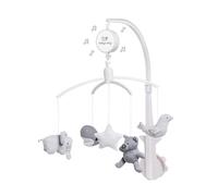 Baby's Only - Móvil Musical Baby - Con figuras tejidas - Caja de música para bebés con melodías - Fácil de colocar - Móvil bebés con música - Niños y Niñas - Gris Plateado/Gris/Blanco