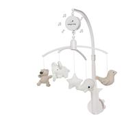 Baby's Only - Móvil Musical Baby - Con figuras tejidas - Caja de música para bebés con melodías - Fácil de colocar - Móvil bebés con música - Niños y Niñas - Arena/Lana Blanca/Blanca