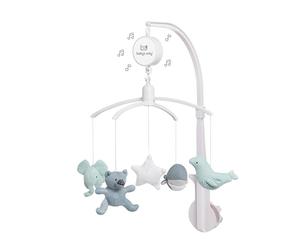 Baby's Only - Móvil Musical Baby - Con figuras tejidas - Caja de música para bebés con melodías - Fácil de colocar - Móvil para bebés con música - Niños y Niñas - Stonegreen/Mint/Blanco