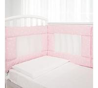 Babysanity - Paragolpes de cuna de alta transpiración con sistema Baby Air Mesh El protector de cuna suave pero consistente garantiza a tu bebé un ambiente seguro para la cuna (estrellas rosas)