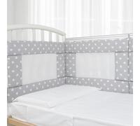 Babysanity - Paragolpes de cuna de alta transpiración con sistema Baby Air Mesh El protector de cuna suave pero consistente garantiza a tu bebé un ambiente seguro para la cuna (corazones gris)