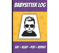 Babysitter Log Notebook for Baby Boy - purple gold purple: Notebook to Track daily baby & toddler Feedings, Naps, Diapers, Emergency Contacts, and Notes