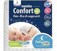 Babysom, Colchón Cuna Bebé Confort+, 70 x 140 cm, Altura 14 cm, Antiasfixia, Transpirable, Reglaje Térmico, Desenfundable, Garantía 10 años, Blanco