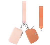 Babysun Mini cartera con cremallera alrededor de doble bolsa con 2 correas, llavero para mujer, monedero, pequeño y lindo para adolescentes y niñas, Ámbar y naranja claro, Moda