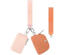 Babysun Mini cartera con cremallera alrededor de doble bolsa con 2 correas, llavero para mujer, monedero, pequeño y lindo para adolescentes y niñas, Ámbar y naranja claro, Moda