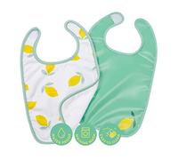 BabyToLove Set of 2 Bibs | Soft & Waterproof with a Hook & Loop Closure | Infant & Toddler Mealtimes | Happy Lemon