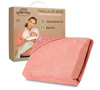 BabyToLove | Toalla de Baño Bebé XL con Capucha y Cierre Velcro | Fibra de Bambú Suave, Hipoalergénica y Súper Absorbente | Salida de Baño Recién Nacido y Guardería | Pink Forest