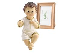 Babyy Jesus Figura - Pequeño ídolo de creche, escultura festiva de pesebre, símbolo devoto de reverencia católica, miniatura serena espiritual festiva | Decoración de exhibición sagrada pacífica para