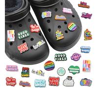 BABYZOCO Pines Charms para crocs, Crocs Pin, Crocs Charm, Shoe charms, Adornos De Zapatos, decoración de zapatos para Regalos, Colgante de zapato, Diseño de frases en ingles, Pack 20 unidades