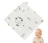 BABYZOCO Toalla Gasa para Bebe, Toallitas de algodón para bebé, Toallitas de Muselina para bebé, Muselinas Bebe Algodón, 6 Capas de absorción, 100% algodón, 25 x 25 cm, Diseño Estampado Vaca