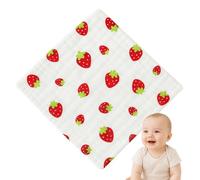 BABYZOCO Toalla Gasa para Bebe, Toallitas de algodón para bebé, Toallitas de Muselina para bebé, Muselinas Bebe Algodón, 6 Capas de absorción, 100% algodón, 25 x 25 cm, Diseño Estampado Fresas