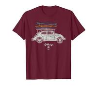 Baca para Tabla de Surf Volkswagen Beetle Camiseta, Hombre, Granate, 3XL