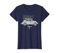 Baca para Tabla de Surf Volkswagen Beetle Camiseta, Mujer, Azul Marino, XXL