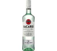 BACARDI Carta Blanca Ron Blanco - 1 l / 100 cl, 37,5% ALC., Icónico Ron Caribeño, Perfecto para Combinados y Cócteles