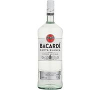 BACARDÍ Carta Blanca Ron Blanco, ideal para mezclar, 40% vol., 150 cl | Icónico ron caribeño, ligero, suave y perfecto para mezclar, ideal para mojitos y cócteles clásicos, regalo fantástico, 1,5 L