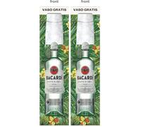 Bacardi Carta Blanca Ron Blanco Superior, Ron Caribeño Icónico, Óptimo para Cócteles con vaso, 37.5% Alcohol, 1L / 100 cl (Paquete de 2)