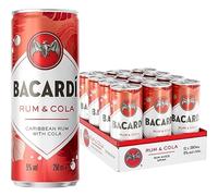 BACARDÍ & Cola es un cóctel enlatado, ALC. 5 %, 24 x 25 cl / 250 ml, listo para beber, elaborado con ron BACARDÍ Carta Blanca y mezclado con cola