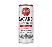 BACARDÍ & Cola es un cóctel enlatado, ALC. 5 %, 12 x 25 cl / 250 ml, listo para beber, elaborado con ron BACARDÍ Carta Blanca y mezclado con cola