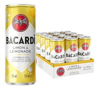 BACARDÍ Limón & Lemonade es un cóctel enlatado, listo para beber, elaborado con ron BACARDÍ y mezclado con limón, lima, pomelo y limonada con gas, ALC. 5 %, 25 cl / 250 ml