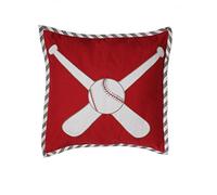 bacati béisbol muselina diciembre almohada, rojo/gris