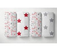 bacati béisbol Set de 4 muselinas de 2 Paños, color rojo/gris