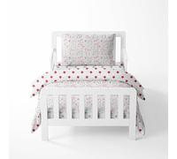 bacati muselina de béisbol 4 piezas, juego de cama infantil, color rojo/gris