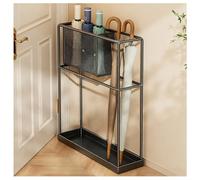 bacedifo Paragüero de 19.7" Paraguero de Pintura Horneada de Alta Temperatura para Uso Doméstico Soporte para Bastón de Metal Perforado Almacenamiento Dividido Bandeja Profunda Esquinas Redondeadas