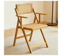 bacedifo Sillas Plegables con Estructura de Madera Maciza Y Reposabrazos Plegables Taburete Plegable con Respaldo de Ratán Y Asiento de Ratán Trenzado Respaldo Ajustable Herrajes Metálicos Reforzados