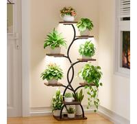 BACEKOLL Soporte para plantas con luz de crecimiento - 8 niveles, soporte para flores de 124 cm, metal y madera, estantería para plantas - Escalera de flores para interior y exterior - Estantería