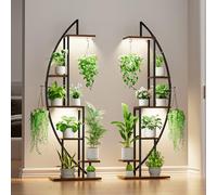 BACEKOLL Soporte para plantas de interior con luz de cultivo, 6 niveles y 160 cm de alto. Estante grande para exhibir plantas en sala de estar u otros espacios (2 juegos)