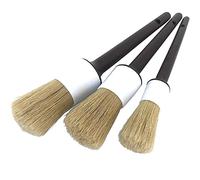Baceyong 3 cepillos de pelo de jabalí para detalles de coche, ultra suaves, para lavar emblemas de ruedas, accesorios para el interior del automóvil
