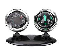 Baceyong Brújula de termómetro 2 en 1 para coche, bola de guía de navegación/dirección, color negro, brújula ajustable para salpicadero de vehículo, con adhesivo para barco, coche, camión