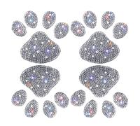 Baceyong Calcomanías de cristal para decoración de coche, calcomanías de pata de diamantes de imitación brillantes, calcomanías de cristal blanco para coche, calcomanías de huellas de perro,