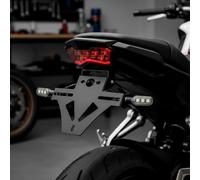 Baceyong Porta matriculas Moto, Soporte de Montaje de Motocicleta Multifuncional, Soporte de matrícula Plegable Ajustable, Estante de matrícula de Motocicleta para la luz Trasera