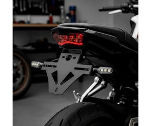 Baceyong porta matriculas moto, Soporte de Montaje de Motocicleta Multifuncional, Soporte de matrícula Plegable Ajustable, Estante de matrícula de Motocicleta para la luz Trasera