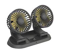 Baceyong Ventilador de enfriamiento de automóvil con doble cabeza de 12 V con puerto encendedor de cigarrillos, 360 ° horizontal 180 ° giratorio vertical ajustable ajustable ajustable