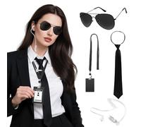 BACH AND BOOZY 4 piezas juego accesorios disfraz agente secreto detective traje adulto gafas corbata navidad halloween cosplay fiesta