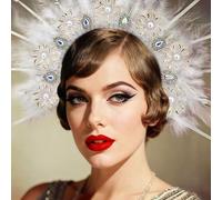 BACH AND BOOZY accesorio de disfraces plumas blancas estilo años 20 complementos para carnaval mardi gras festivales femenino tocado flapper