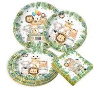 BACH AND BOOZY accesorios para fiesta selva safari vajilla desechable cumpleaños wild one decoración animal platos cartón servilletas tema jungla fiesta infantil artículos celebración manteles