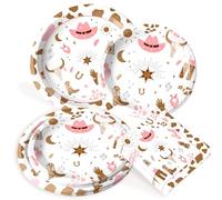 BACH AND BOOZY caballos rosas western cumpleaños decoración fiesta de vaquera accesorios de fiesta platos servilletas cowgirl-rodeo decoraciones para baby shower cumpleaños