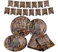 BACH AND BOOZY fiesta de vaqueros decoración de cumpleaños banner platos servilletas western para cumpleaños western decoración de fiesta de vaqueros productos para fiestas de vaqueros