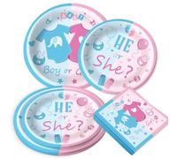 BACH AND BOOZY fiesta revelación de género vajilla niño o niña decoraciones baby gender reveal platos de cartón servilletas babyshower suministros para fiesta 10 invitados