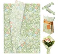 BACH AND BOUJEE 50 hojas de papel de seda verde elegante con diseño floral bolsas de regalo material para manualidades embalaje rojo y verde para bodas fiestas fiesta de novia cumpleaños