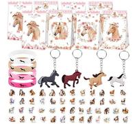 BACH AND BOUJEE Bolsas de fiesta de caballo para bolsas de fiesta, calcomanías, pulseras, figuras de caballo, llavero, regalos de fiesta de vaquero occidental, suministros de cumpleaños